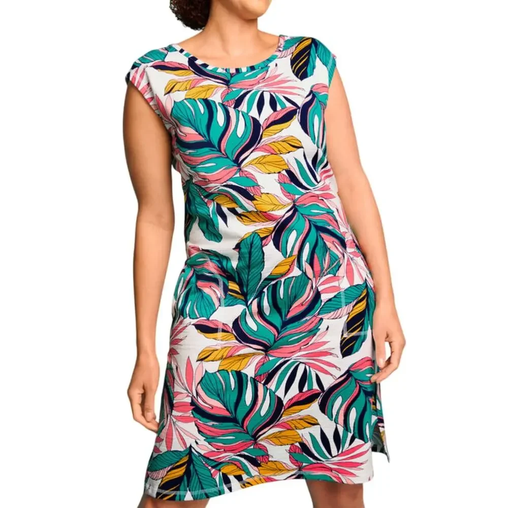 Talbots Cozy Crush Cross Back Dress Tropical Size Medium